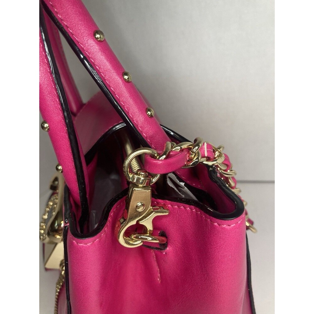 Betsey Johnson Satchel Crossbody Hot Pink Gold Telephone Coquette Barbie Glam - Picture 6 of 16